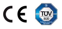 Die Produkt- und Verwendungssicherheit wurde vom TÜV Süd mit CE-Kennzeichnung geprüft.