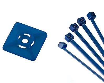 A dark blue Elematic 4-way adhesive plate, detectable on white background