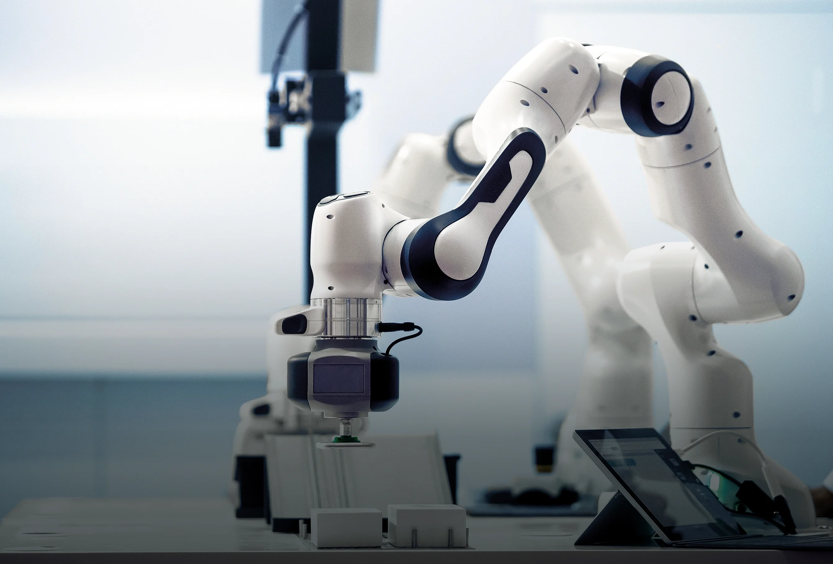 Robotics arm in action.