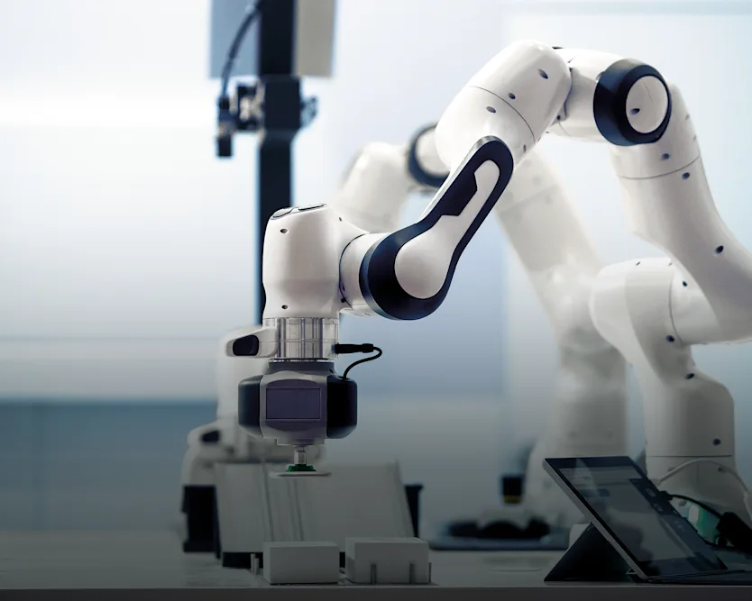 Robotics arm in action.