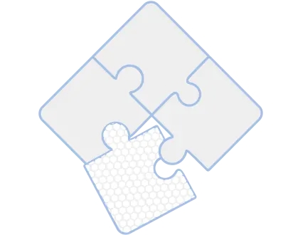 三个相互连接的拼图块和一个颜色不同的拼图块。