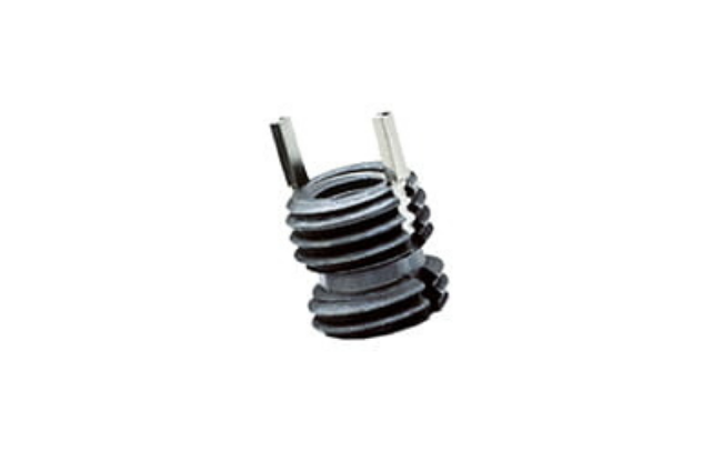 Self-locking Keenserts threaded insert with 2 key locks on a white background.