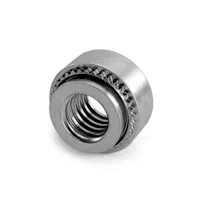 A self-clinching-nut on a white background.