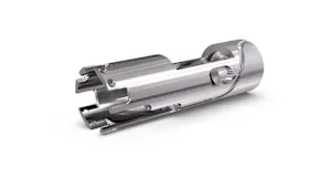 A stainless steel turned part sleeve guide