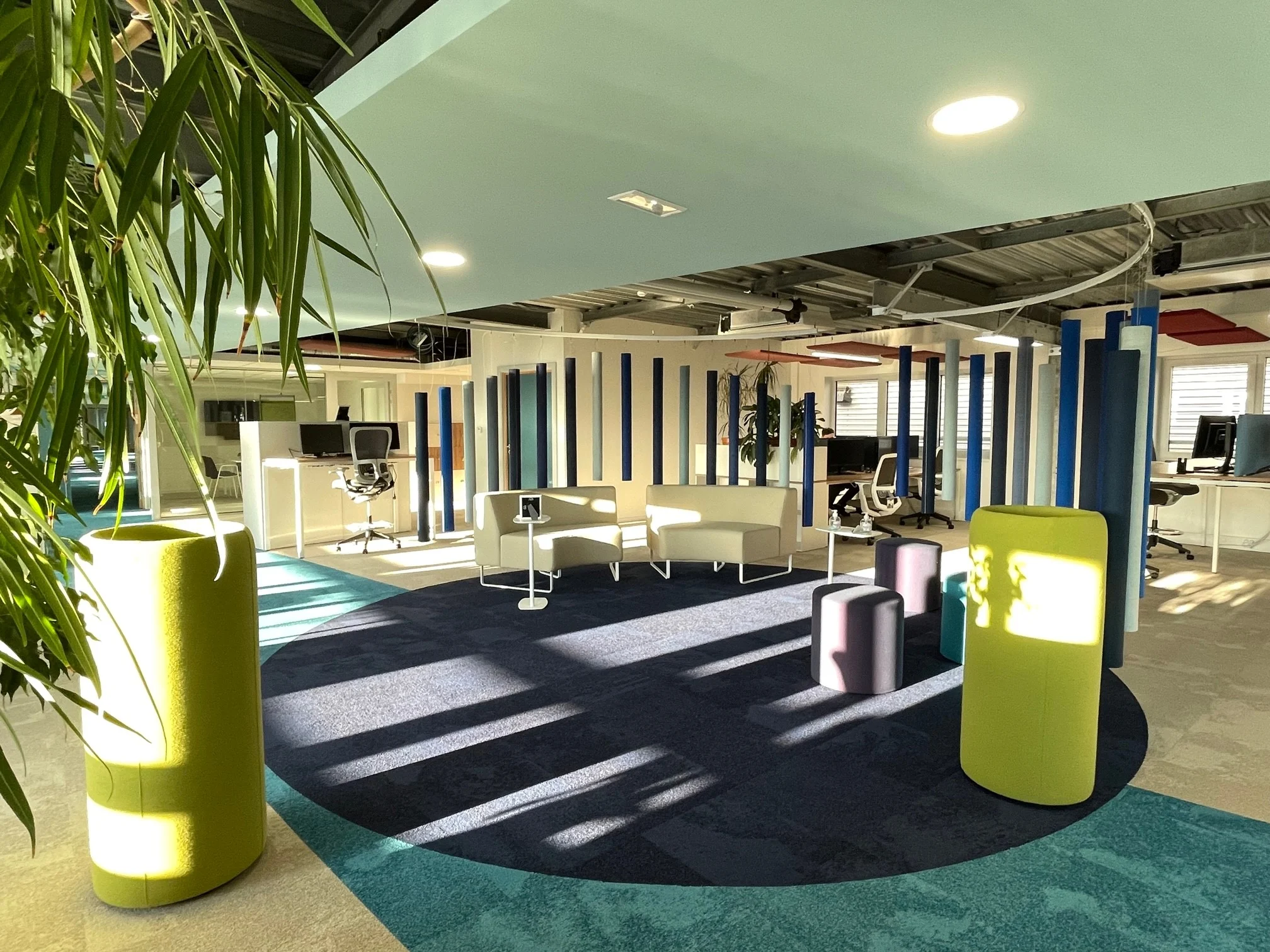 View of the new modern offices and lobby of Bossard France