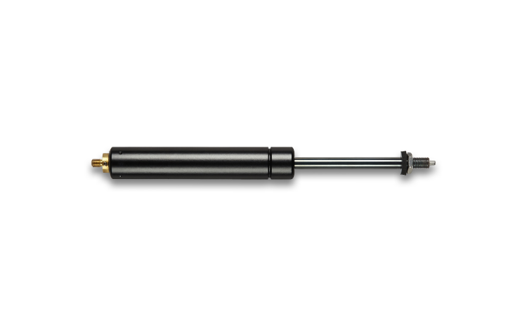 A Camloc Motion Control Blocklift gas strut for stepless adjustment at any stroke position on white background