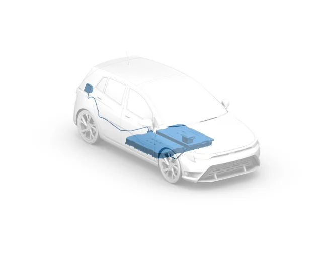A typical electric vehicle with battery