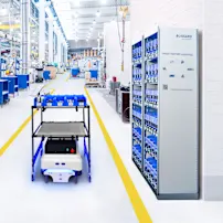 Autonomous mobile robot (AMR) transporting C-part items on a cart