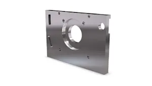 A metal special part (base plate), created by cnc machining