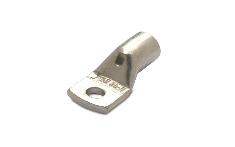 A BM compression cable lug with inspection hole on white background