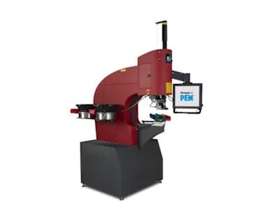 Haeger 824 OneTouch5e Lite 插入机,具有更快的工具更换和第二自动送料系统,用于安装压铆紧固件。