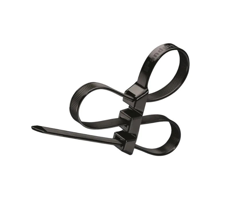 白色背景上的黑色Panduit束线带