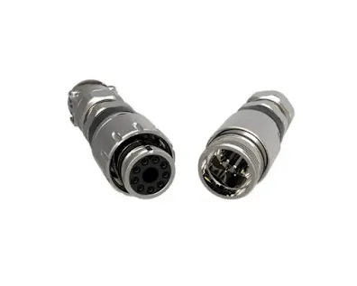 Two Hawke electrical connectors for use in gas-hazardous environments on white background