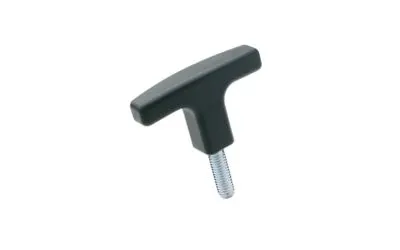 A black Elesa handle on white background