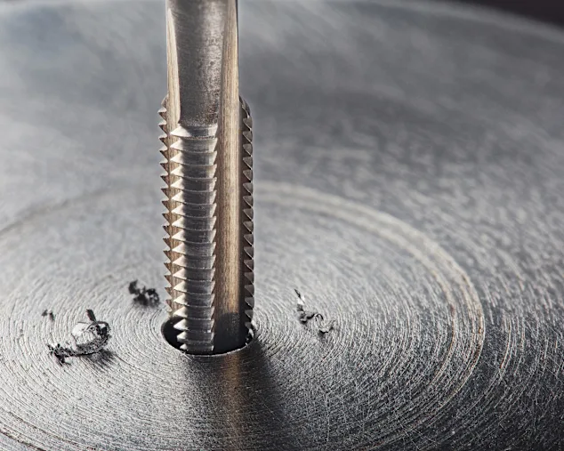 Thread tap that drills into a metal surface