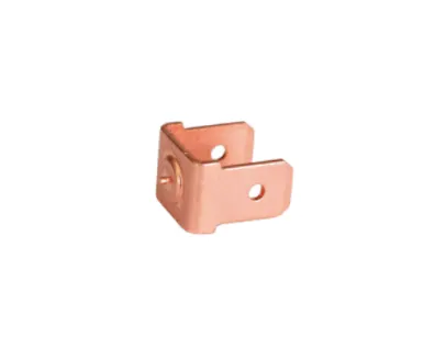 A FASTEKS WELKO copper plated earth tag on white background
