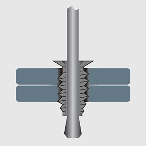 Application of a FASTEKS Screw Speed Rivet which can be unscrewed after installation