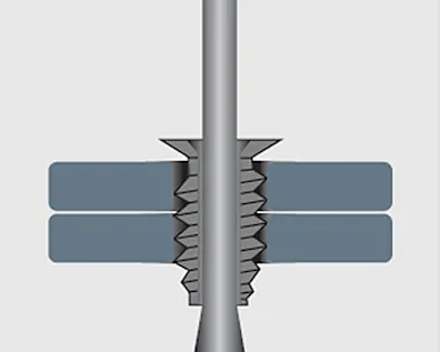Application of a FASTEKS Screw Speed Rivet which can be unscrewed after installation