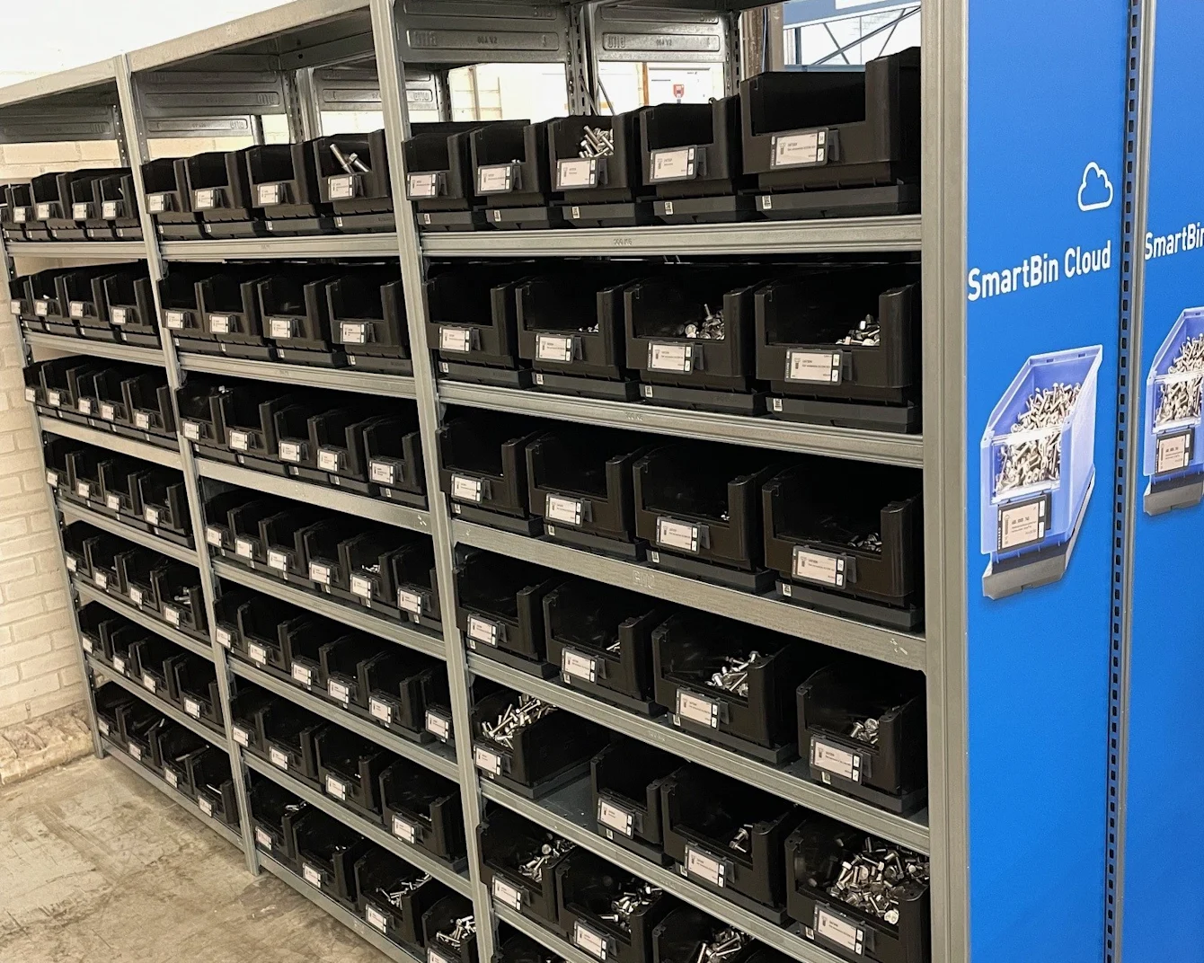 Smart Factory Logistics rack at food processing company BAADER