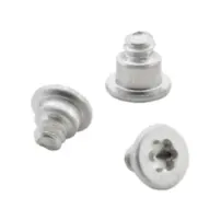Three TS4™ microPEM® TackScrew™ fasteners for sheet-to-sheet fastening on white background