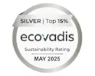 The ecovadis sustainability rating batch for the Bossard Group in Silver, putting us in the top 15%