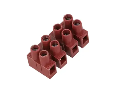 A red BM Group terminal block on white background