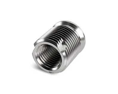 A Tappex Trisert steel threaded insert on white background