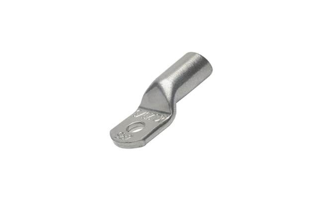 Close-up of a Klauke cable lug for connecting cables in electrical connections on white background.