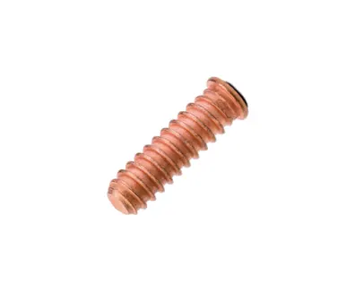 A FASTEKS WELKO copper plated welding stud on white background