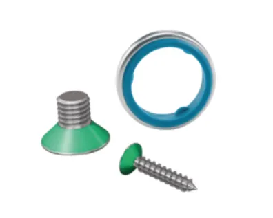 Fasteners coated with sealing solution on white background