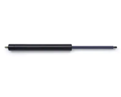 A black Cam-Shoc bespoke hydraulic damper on white background, designed to absorb kinetic energy and thus reduce speed or vibration.