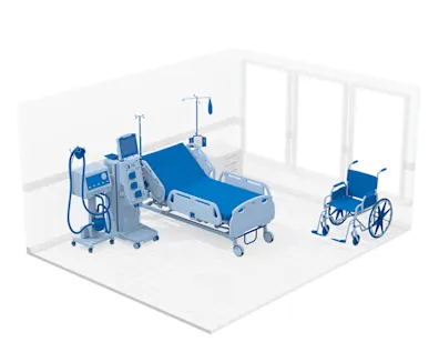 Surgical and therapy equipment in an intensive care unit
