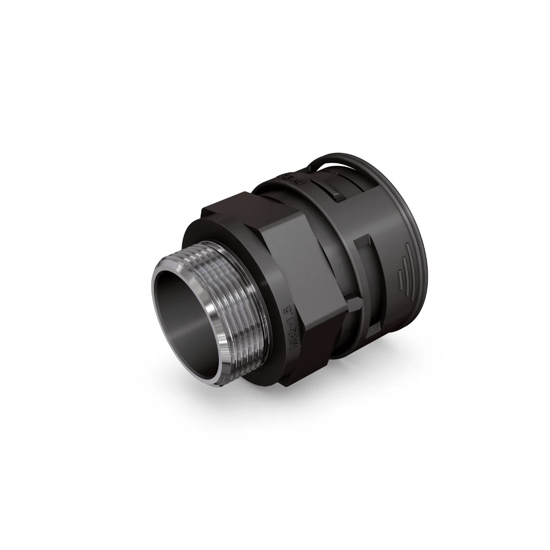 A black Reiku tupe connector on a white background.