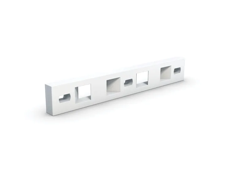 A white cable tie plate on a white background.