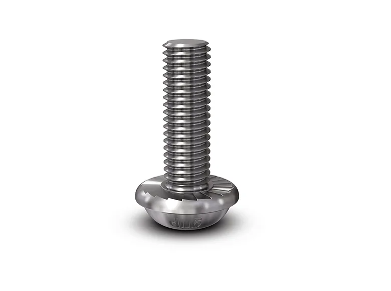 A self-locking screw, upright on its head