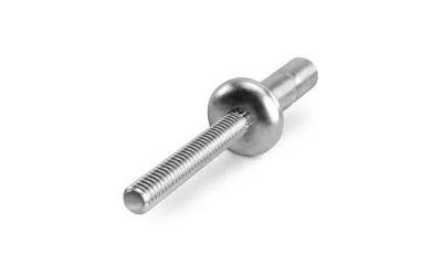 A sliver structural blind rivet with white background