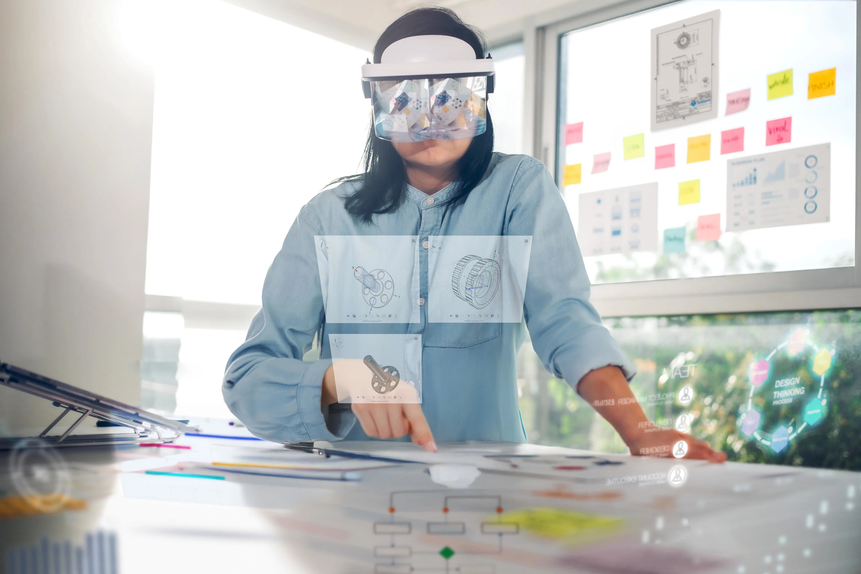 设计师使用增强现实眼镜探索不同的紧固技术