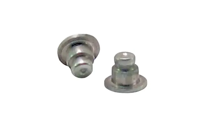 白色背景上的两枚 microPEM® TackPin® 微型紧固件(TA™/T4™ 型),PEM 自锁压铆微型紧固解决方案。