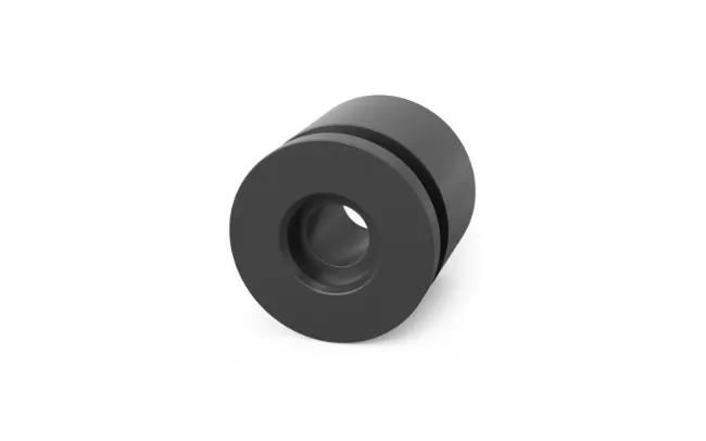 A black MM-Welding LiteWWeight® Double Pin for fastening into polypropylene honeycomb panels, enabling to even create a metal thread in these structures