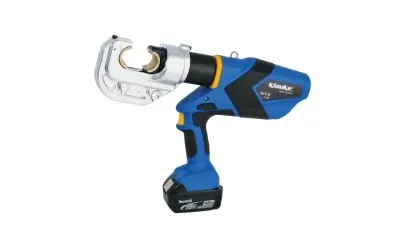 白色背景上的Klauke压接工具特写