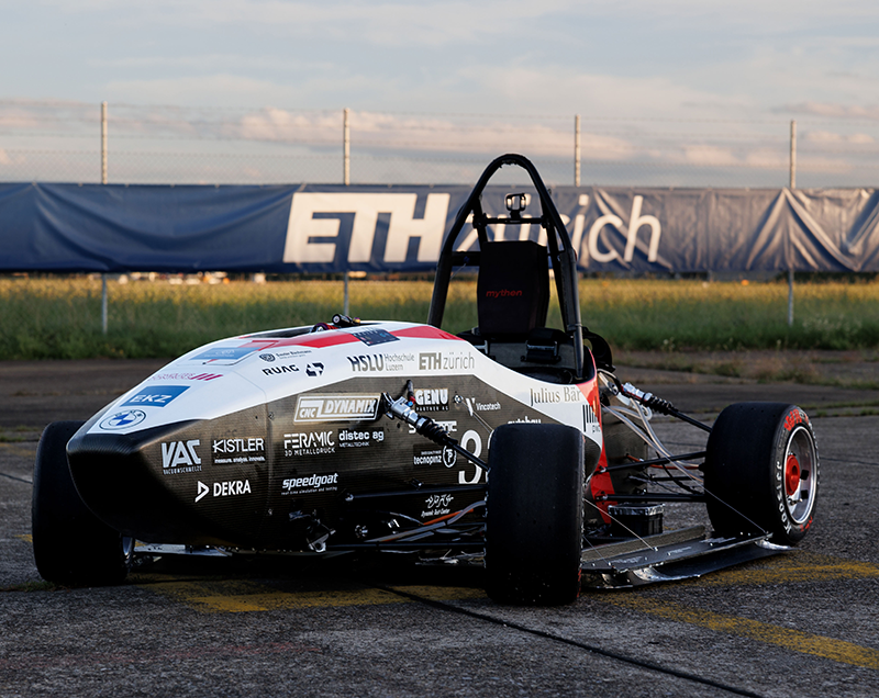 
An electric race car on the racetrack