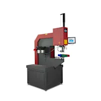 A red Haeger insertion press for installing self-clinching fasteners, model 824MSPe.