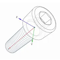 CAD illustration of a hex socket head cap screw