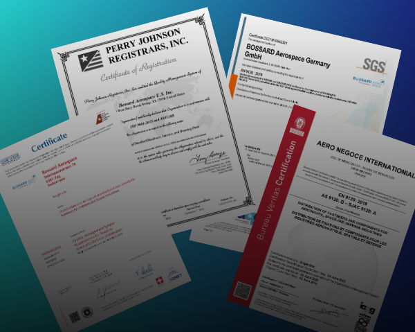 Bossard Aerospace EN9120 certificates in different locations
