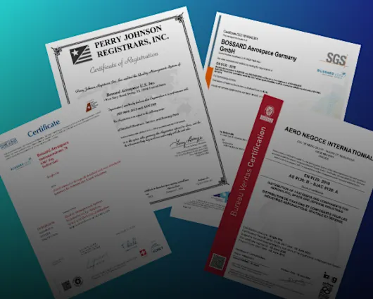 Bossard Aerospace EN9120 certificates in different locations