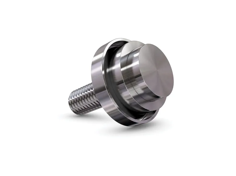 Close-up of a grounding stud on white background