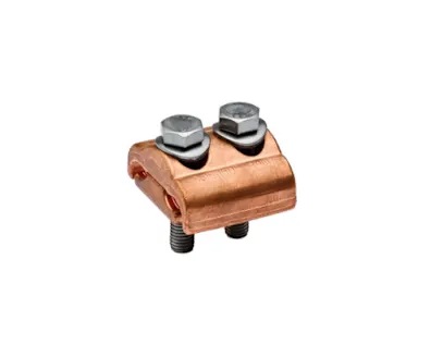Close-up of a Klauke clamp for electrical cable connections on white background