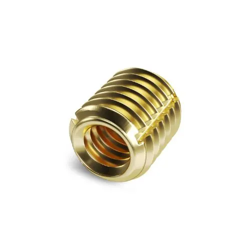 Close-up of a Tappex Trisert brass threaded insert