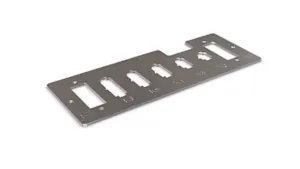Metal bracket with multiple rectangular and keyhole cutouts, labeled K1 to K5, on a white background.