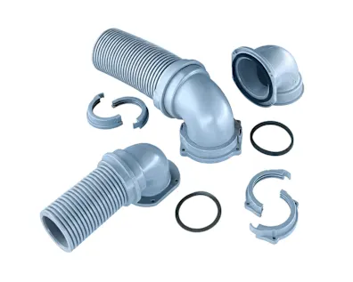 Different Reiku cable protection products, including tubes, clamps, supports, and special connectors on white background.
